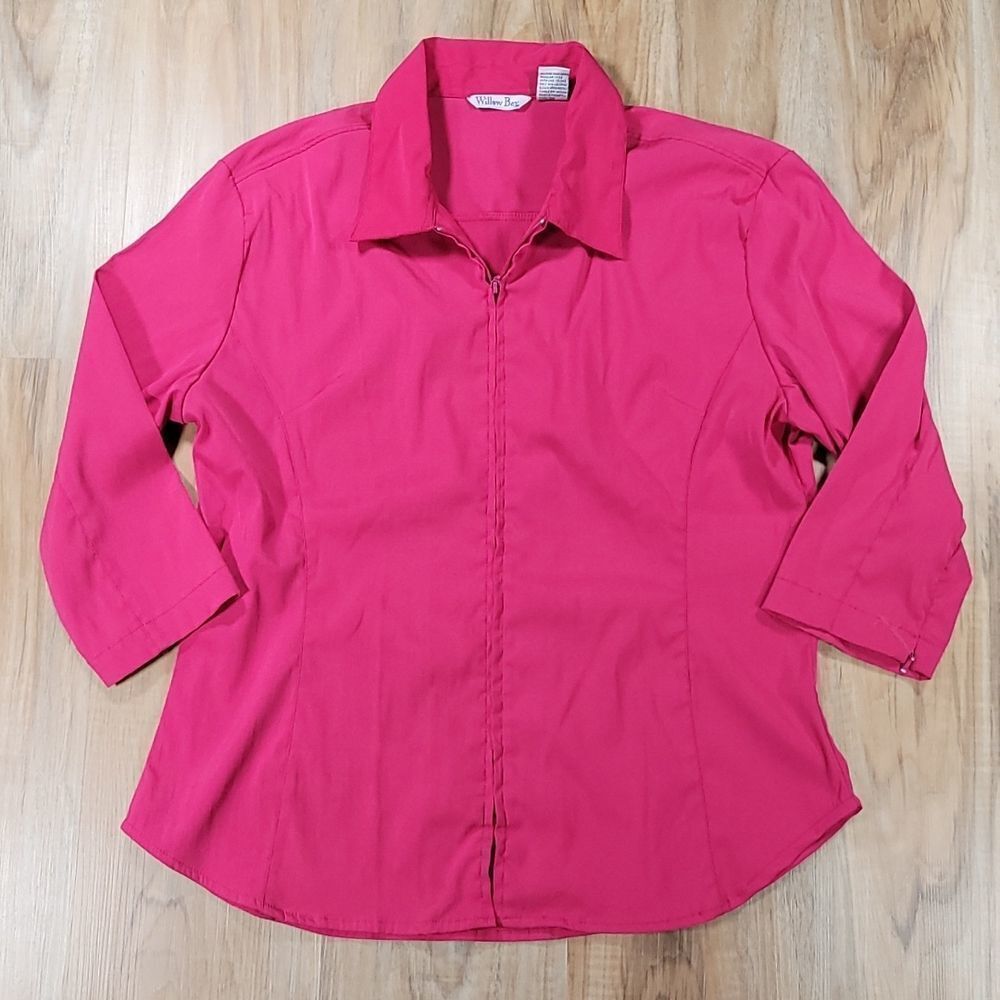 🔺️Willow Bay Pink Zippered Front Long Sleeve Top Large